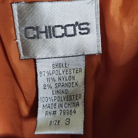 Chico's Orange Ruffled Micro Corduroy Tone On Tone Pattern Jacket Size 3(L) - Picture 4 of 4